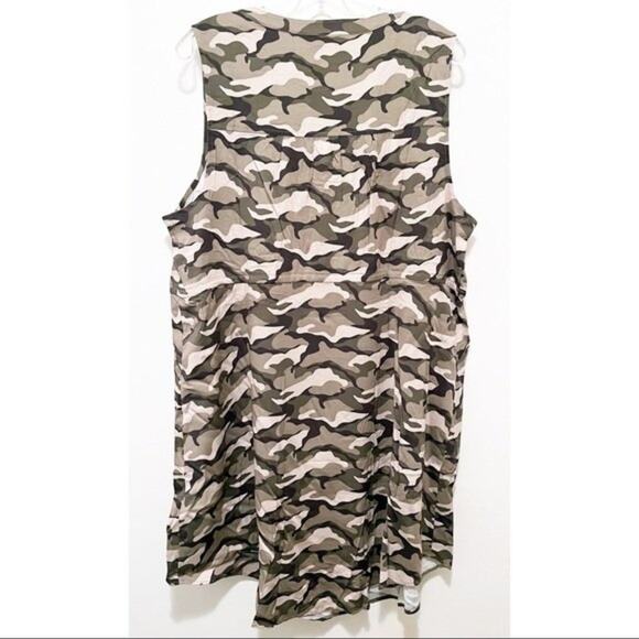 Torrid Sleeveless Zip-Front Shirt Dress - Stretch Challis Camo 2X NWT - Picture 6 of 8